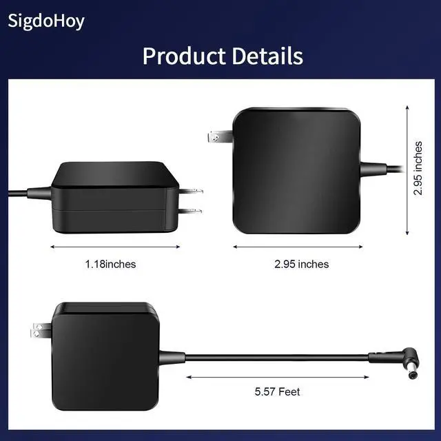 Alt view image 5 of 6 - Laptop Charger Compatible with Asus Vivobook Flip 17 14 15, S14 S15 S13, Go 15 14 12 with Round Connector 65W/45W/33W