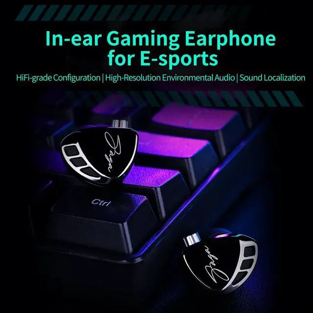 Alt view image 2 of 6 - Saga in-Ear Monitors Headphone, 3.5 mm Jack Gaming IEMs with Mic | Low-Distortion, Co-Tuned for FPS, HiFi Gaming Full-Metal IEM, Stereo Sound Deep Bass Comfort-Fit Earphones