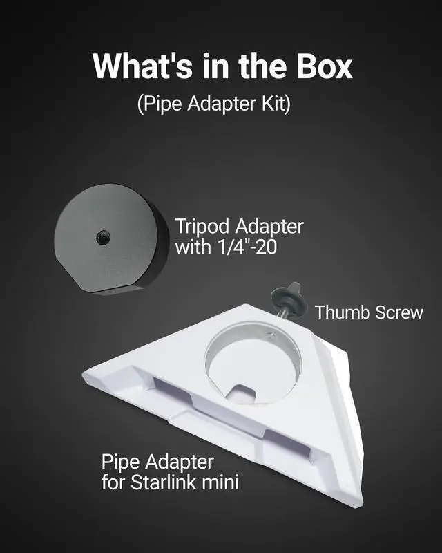 Alt view image 2 of 6 - Starlink Mini Pipe Adapter Kit (Built-in Durable Aluminum Frame) Fits 1/4" Tripod / Pipe / Pole Mount | ORLNK