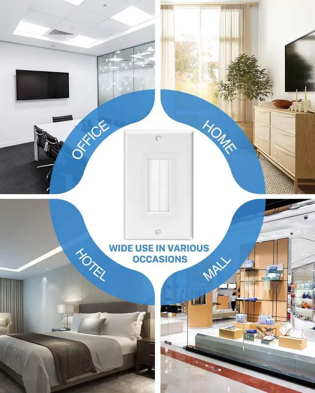 Alt view image 6 of 6 - 10 Pack 1-Gang White Brush Wall Plate with Low Voltage Mounting Bracket | In-Wall Management Cable Pass Through Wire Hider for HDMI, Ethernet,Speaker, Home Theater, Versatile Use, Easy Installation
