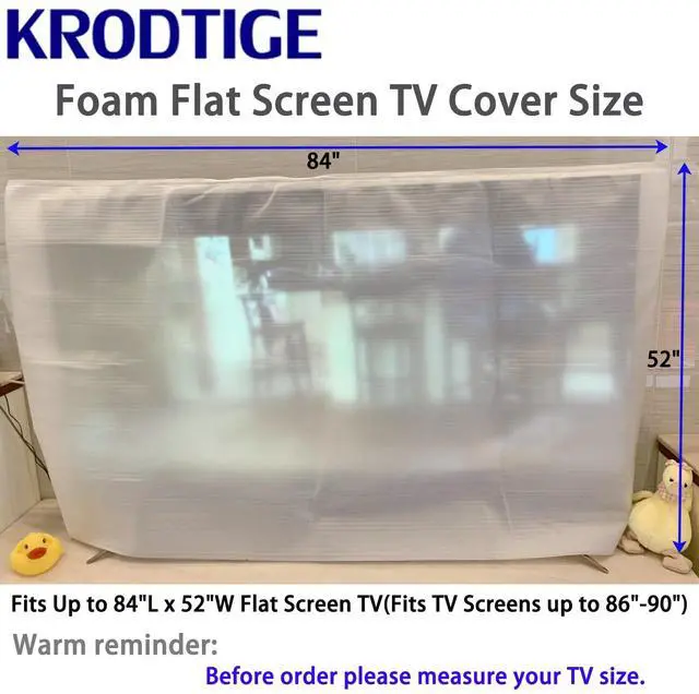 Alt view image 2 of 6 - Large Foam Flat Screen TV Cover(Fits TV Screens up to 86"-90") 84" L x 52" W Cushion Foam Wrap Pouches-1 Pack