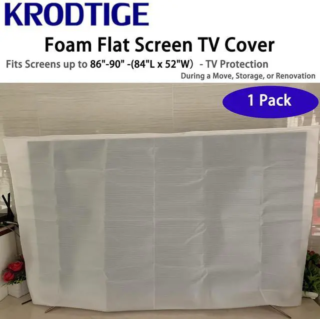 Alt view image 3 of 6 - Large Foam Flat Screen TV Cover(Fits TV Screens up to 86"-90") 84" L x 52" W Cushion Foam Wrap Pouches-1 Pack