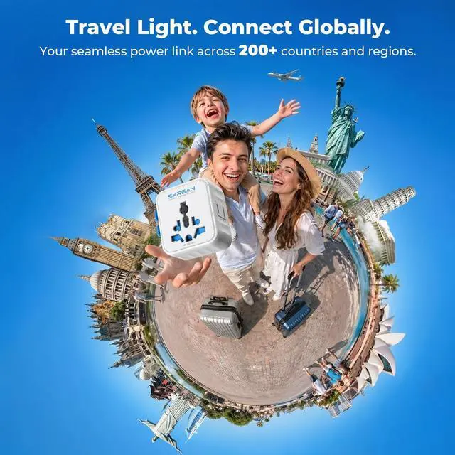 Alt view image 2 of 6 - Aura Mini Global Plug 2 Pack, Pocket-Sized International Universal Power Adapter Type G/C/I/A for USA Europe UK Australia Asia, Travel Essentials Must Haves for Worldwide Trips (Arctic White)