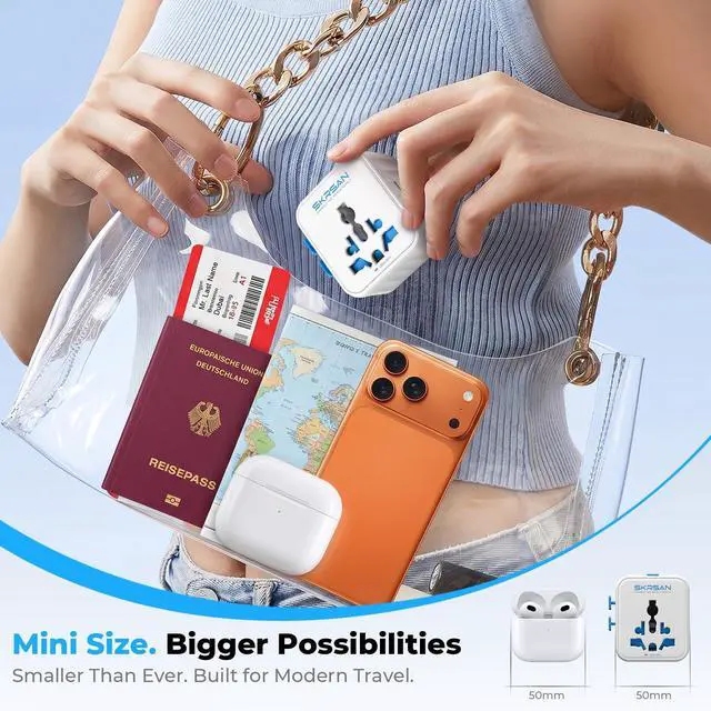 Alt view image 3 of 6 - Aura Mini Global Plug 2 Pack, Pocket-Sized International Universal Power Adapter Type G/C/I/A for USA Europe UK Australia Asia, Travel Essentials Must Haves for Worldwide Trips (Arctic White)