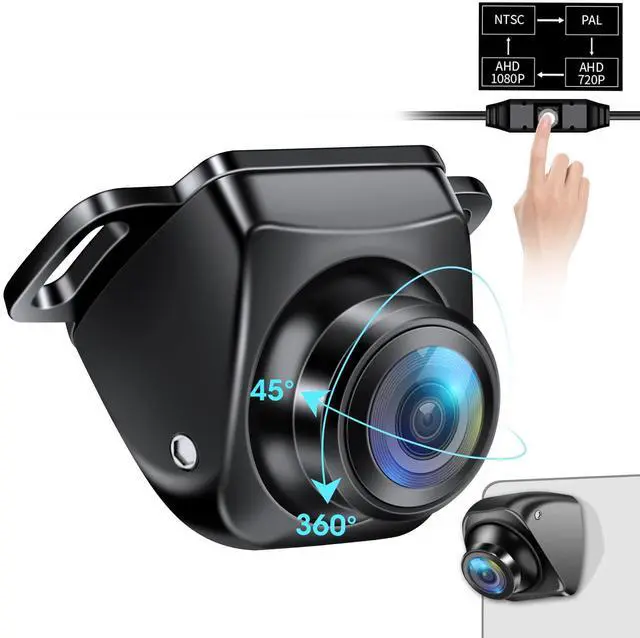 Main image of Backup Camera Switchable Button Support AHD 1080P/720P/CVBS/PAL, 170° Wide Angle, Super Clear Night Vision, IP69 Waterproof Reverse Camera, Front/Side/Rear View Camera for Cars/Trucks/SUVs/Vans