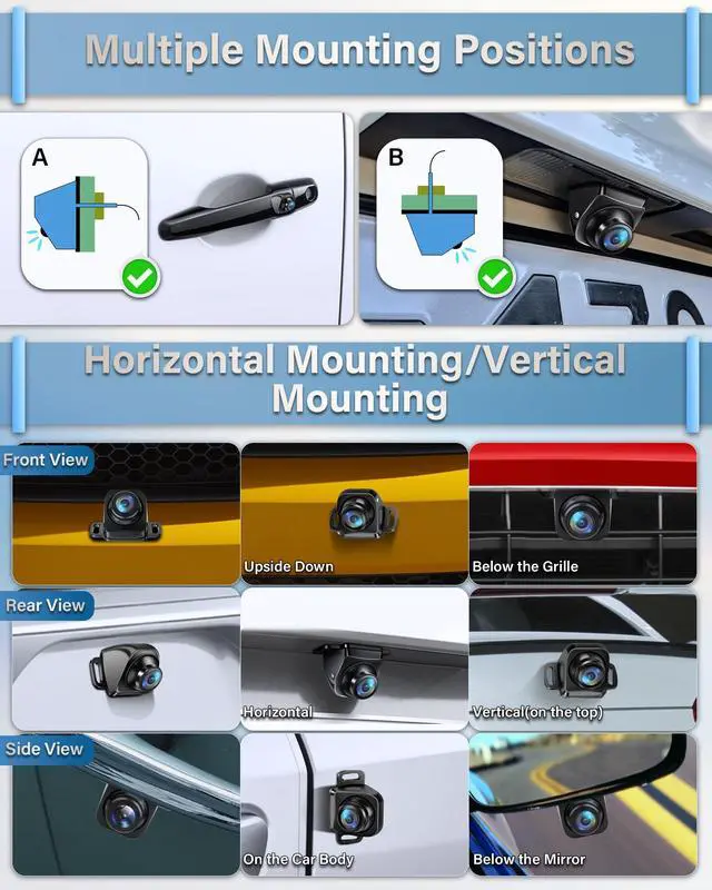 Alt view image 5 of 6 - Backup Camera Switchable Button Support AHD 1080P/720P/CVBS/PAL, 170° Wide Angle, Super Clear Night Vision, IP69 Waterproof Reverse Camera, Front/Side/Rear View Camera for Cars/Trucks/SUVs/Vans