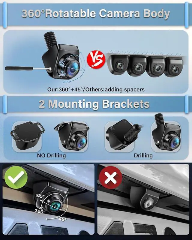 Alt view image 6 of 6 - Backup Camera Switchable Button Support AHD 1080P/720P/CVBS/PAL, 170° Wide Angle, Super Clear Night Vision, IP69 Waterproof Reverse Camera, Front/Side/Rear View Camera for Cars/Trucks/SUVs/Vans