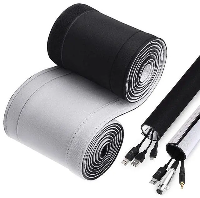 Main image of 120" Neoprene Cable Management Organizer, Reversible Flexible Cuttable DIY Hole Cord Hider Cover Sleeve for Office TV Computer Home Desk Protect Wires