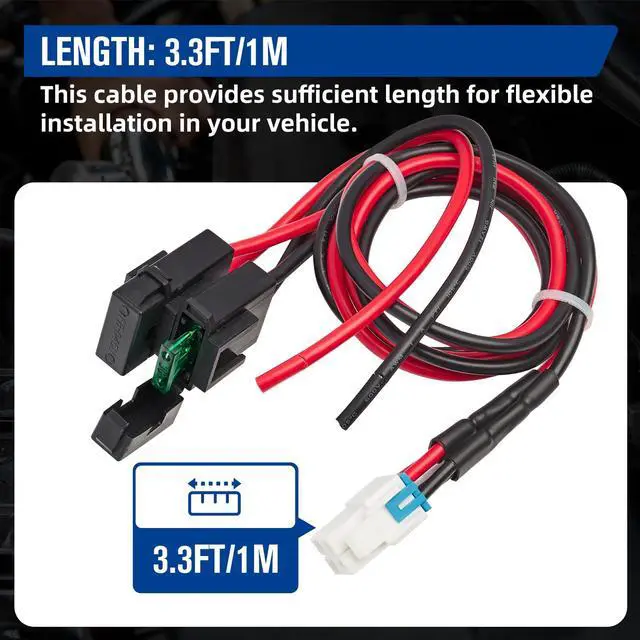 Alt view image 2 of 6 - 4 Pin 12AWG DC Power Cord Cable, 1M Short Wave Power Supply Cable with 30A Fuse Compatible for Yaesu FT-891 FT-450D Kenwood TS-480 TK-690 Icom IC-7000 IC-7300 Alinco Vertex CB Mobile Radio