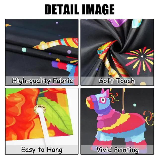 Alt view image 4 of 6 - Mexican Fiesta 40th Birthday Backdrop - Taco Party Decorations Mexican Banners Photography Background Polyester, Happy 40th Birthday Banner for Men Women Forty Birthday Photo Booth Props