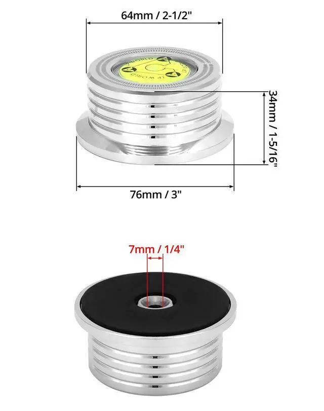 Alt view image 6 of 6 - Record Weight Phono Disc Stabilizer, 60HZ Record Weight Stabilizer, with Bubble Leveling (60Hz, Silver)