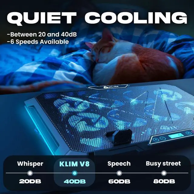 Alt view image 5 of 6 - V8 Gaming Laptop Cooling Pad with 8 Fans + New Version + Gaming Laptop Cooler + Stable RGB Laptop Stand with Fan + Compatible up to 17" + 2 USB Ports + Phone Holder + 5 Year Assurance | Adjustable til