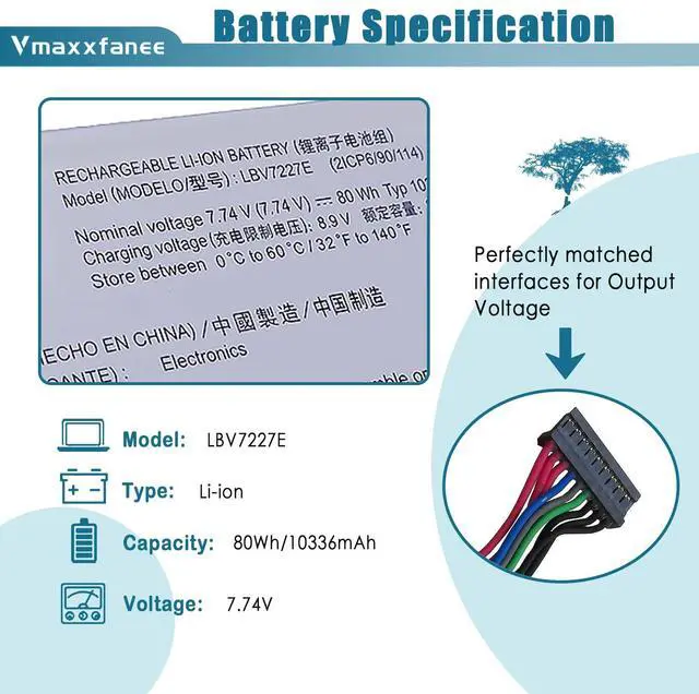 Alt view image 2 of 6 - LBV7227E Laptop Battery Replacement for LG Gram 15Z90N 17Z90N Gram 16 2-in-1 16T90P 16Z90P 16Z90PC 16Z90PG 16ZD90P 17Z90P Series 80Wh 7.74V 10336mAh