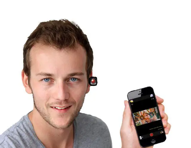 Alt view image 5 of 6 - HeadsUp Head Mounted 1080P FHD Wearable Vlog Camera Recorder with APP Control, Hands Free Headband Streaming Camera for Live Display, Hands-Off Music and Phone Calls - Black