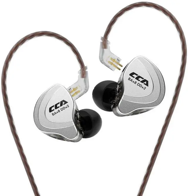 Main image of CCA C10 Five Drivers Hybrid in Ear Monitors in Each Side,HiFi 4BA 1DD High Resolution Earphones/Earbuds with 3.5mm Gold Plated Plug Detachable Cable 2pin 0.75mm Wired Earbuds(Black Without mic)