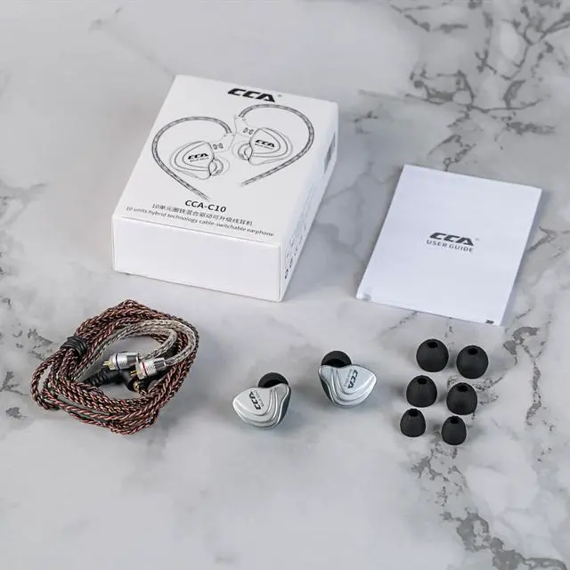 Alt view image 6 of 6 - CCA C10 Five Drivers Hybrid in Ear Monitors in Each Side,HiFi 4BA 1DD High Resolution Earphones/Earbuds with 3.5mm Gold Plated Plug Detachable Cable 2pin 0.75mm Wired Earbuds(Black Without mic)