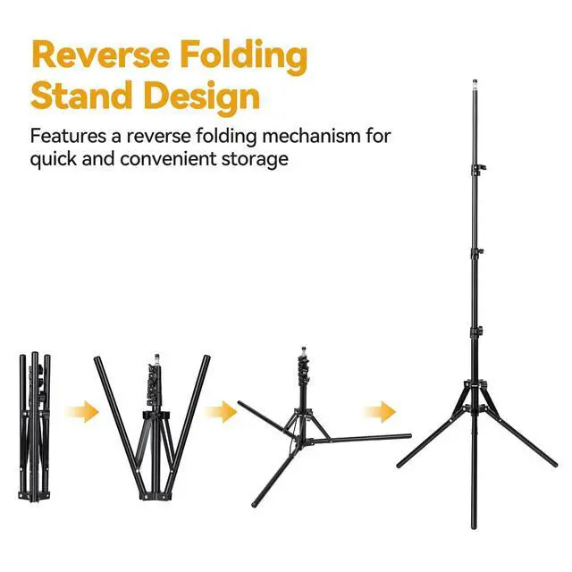 Alt view image 2 of 6 - 63'' Starlink Mini Tripod Mount, with Starlink 1/4" Screw Adapter | Adjustable Height Portable Reverse Foldable Light Stand, Tripod Stand with U-Shaped Ground Stakes for Outdoor & Yard