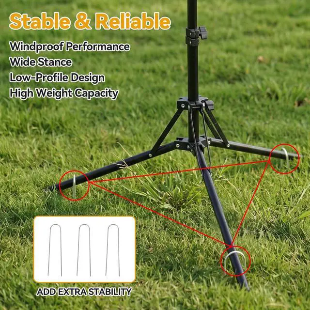 Alt view image 5 of 6 - 63'' Starlink Mini Tripod Mount, with Starlink 1/4" Screw Adapter | Adjustable Height Portable Reverse Foldable Light Stand, Tripod Stand with U-Shaped Ground Stakes for Outdoor & Yard