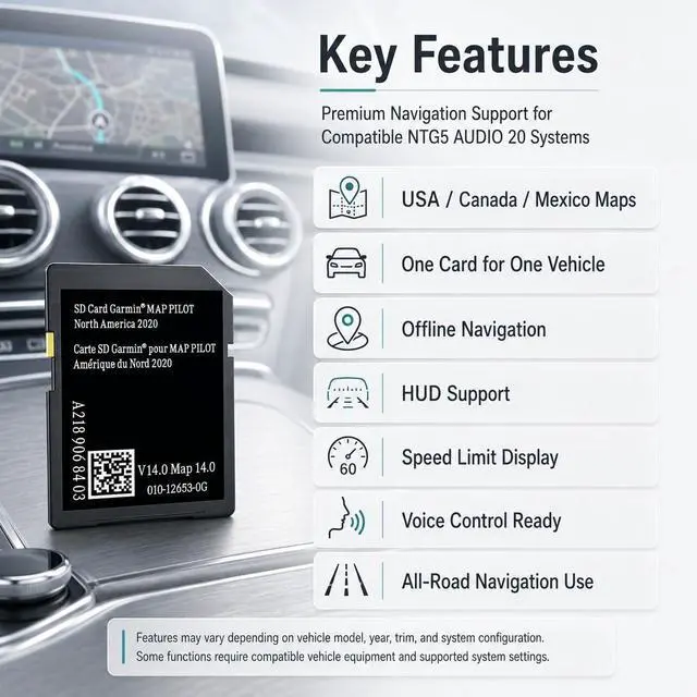 Alt view image 4 of 6 - A2189068403 Nav SD Card for Mercedes-Benz C300 GLC300, for Garmin Map Pilot | Fits B-Class 2015-2019, CLA 2015-2020, CLS 2015-2019, E-Class 2015-16, GLA 2016-20 and SLC 2017-2019, Code 522 ONLY