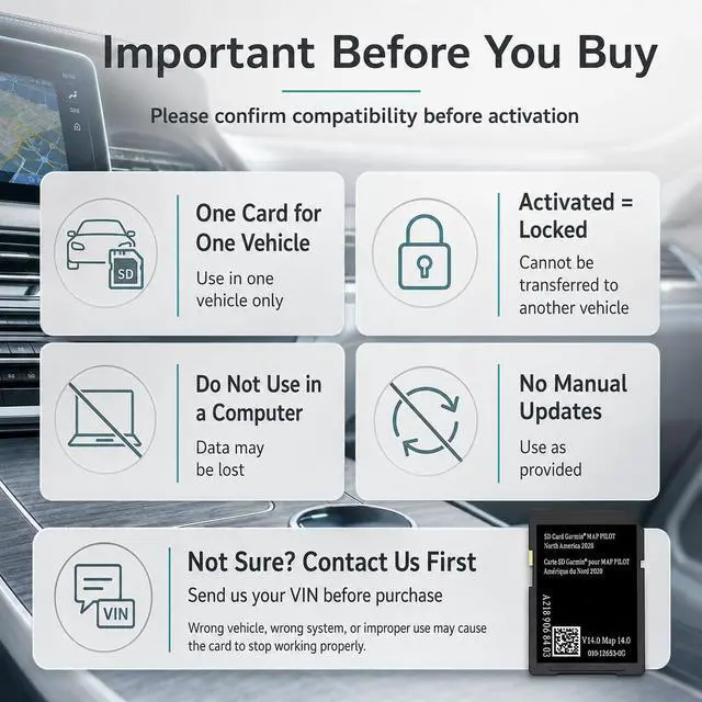 Alt view image 6 of 6 - A2189068403 Nav SD Card for Mercedes-Benz C300 GLC300, for Garmin Map Pilot | Fits B-Class 2015-2019, CLA 2015-2020, CLS 2015-2019, E-Class 2015-16, GLA 2016-20 and SLC 2017-2019, Code 522 ONLY