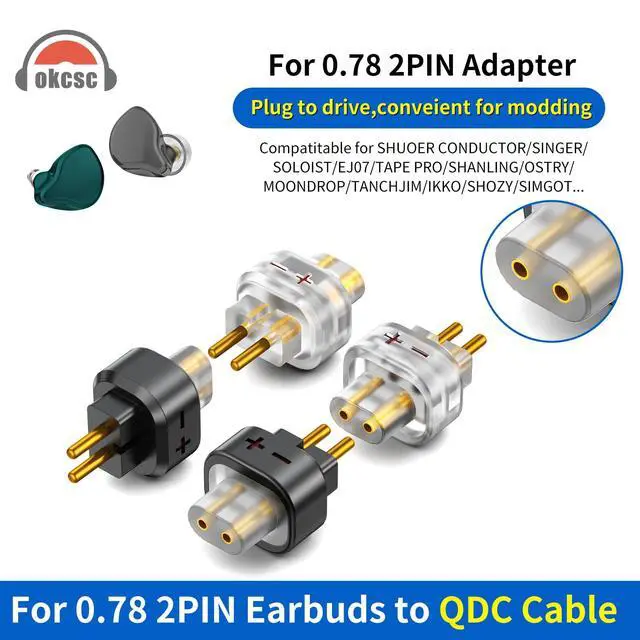Alt view image 2 of 6 - 0.78 2PIN Male to QDC 2PIN Female Headphone Adapter for 0.78 2PIN Earbuds to QDC Cable Lossless Audio Adaptor for KZ ZSN ZS10 ZSX ZST ZSR AS12 AS16 for TRN BA5 V90 V10 V20 MOONDROP 1 Pair Black