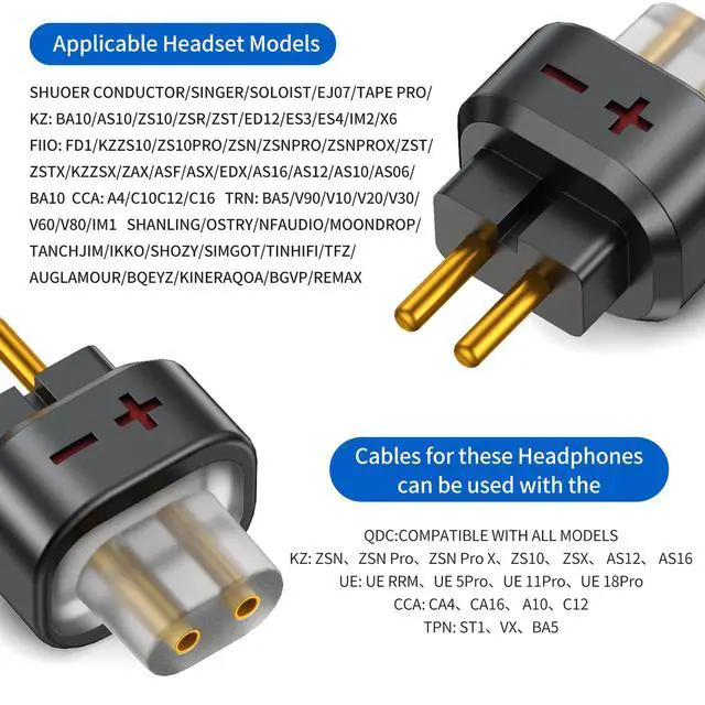 Alt view image 6 of 6 - 0.78 2PIN Male to QDC 2PIN Female Headphone Adapter for 0.78 2PIN Earbuds to QDC Cable Lossless Audio Adaptor for KZ ZSN ZS10 ZSX ZST ZSR AS12 AS16 for TRN BA5 V90 V10 V20 MOONDROP 1 Pair Black