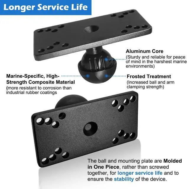 Alt view image 3 of 6 - C Size 1.5 Inch Aluminum Fish Finder Mount Plate Fits Helix | Fits Humminbird Helix 5 and 7. Includes mounting hardware. Compatible with RAM Mounts 38mm C size arms