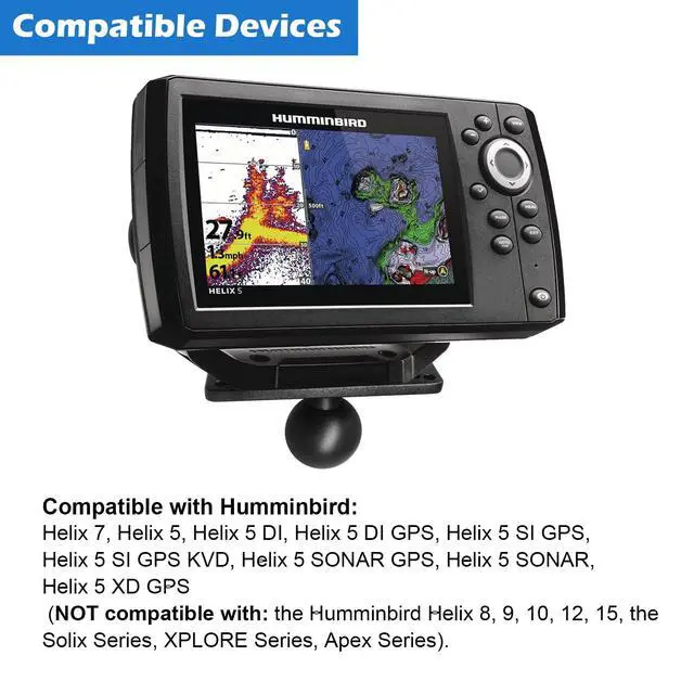 Alt view image 5 of 6 - C Size 1.5 Inch Aluminum Fish Finder Mount Plate Fits Helix | Fits Humminbird Helix 5 and 7. Includes mounting hardware. Compatible with RAM Mounts 38mm C size arms