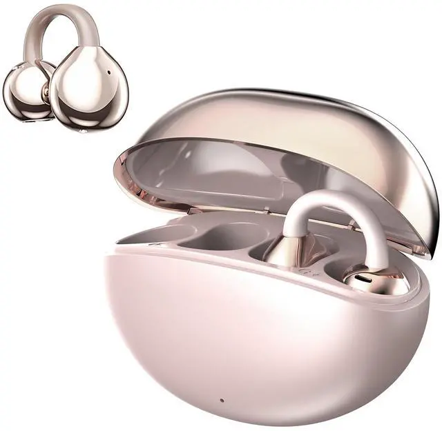 Main image of Clip On Earbuds, Open Ear Earbuds Wireless Bluetooth 5.4 with Mic, Ear Clip-On Headphones, Cuff mini Headset for Running Sports Fitness,IPX5 Waterproof,Low Latency,Rose Gold