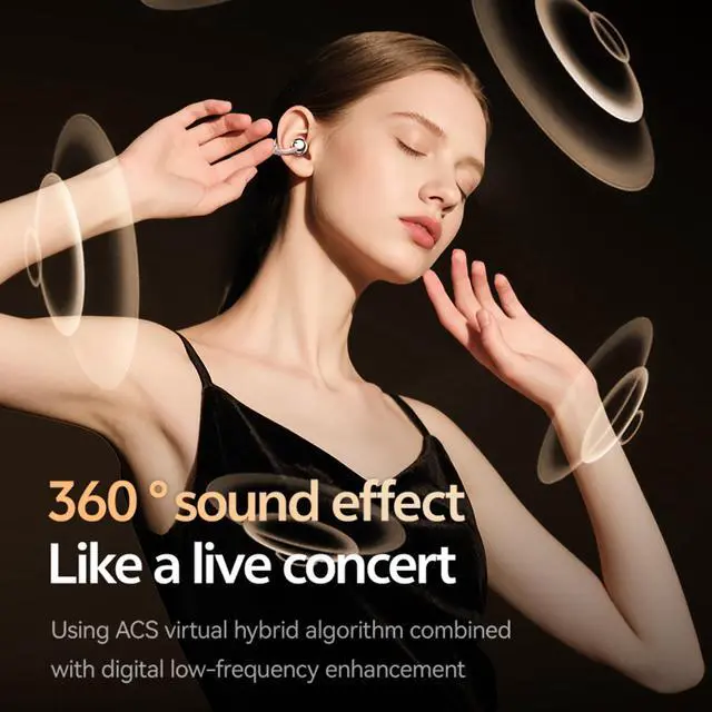 Alt view image 4 of 6 - Clip On Earbuds, Open Ear Earbuds Wireless Bluetooth 5.4 with Mic, Ear Clip-On Headphones, Cuff mini Headset for Running Sports Fitness,IPX5 Waterproof,Low Latency,Rose Gold