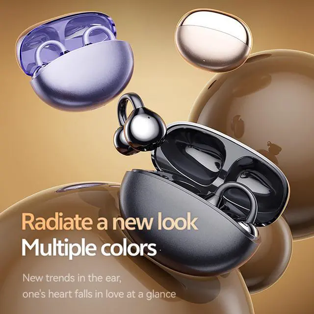 Alt view image 6 of 6 - Clip On Earbuds, Open Ear Earbuds Wireless Bluetooth 5.4 with Mic, Ear Clip-On Headphones, Cuff mini Headset for Running Sports Fitness,IPX5 Waterproof,Low Latency,Rose Gold