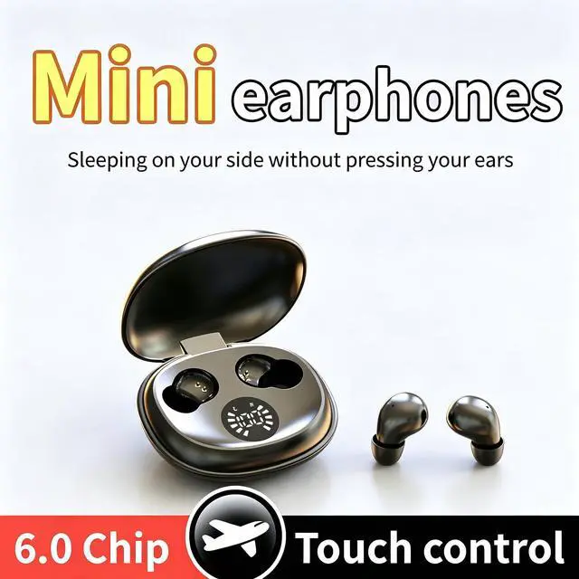 Alt view image 3 of 6 - Wireless Sleep Earbuds Bluetooth 6.0,Mini Invisible Sleep Earbuds for Side Sleepers,LED Display Portable Case Small Earphones for Sleep Work Sports(Black)