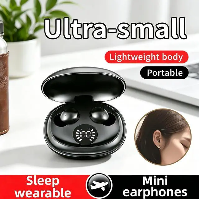 Alt view image 5 of 6 - Wireless Sleep Earbuds Bluetooth 6.0,Mini Invisible Sleep Earbuds for Side Sleepers,LED Display Portable Case Small Earphones for Sleep Work Sports(Black)