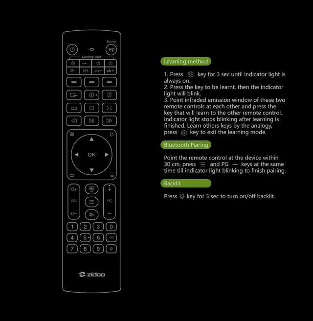 Alt view image 3 of 6 - V12 Remote Control Bluetooth and Infrared Version for Z9X PRO Z9X 8K Z20 PRO Z30 PRO Z2000 PRO Z3000 PRO UHD5000 UHD8000 Neo S Neo Alpha