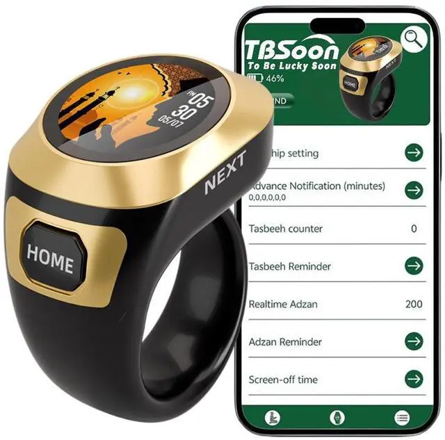 Main image of Color Screen Tasbih Smart Ring,Tasbeeh Counters,Prayer Smart Ring,Replaceable Pictures,Electronic Rosary,Forgiveness ring,Large Battery,Large Screen Display,Eid al-Fitr Eid al-Adha Ramadan Gift