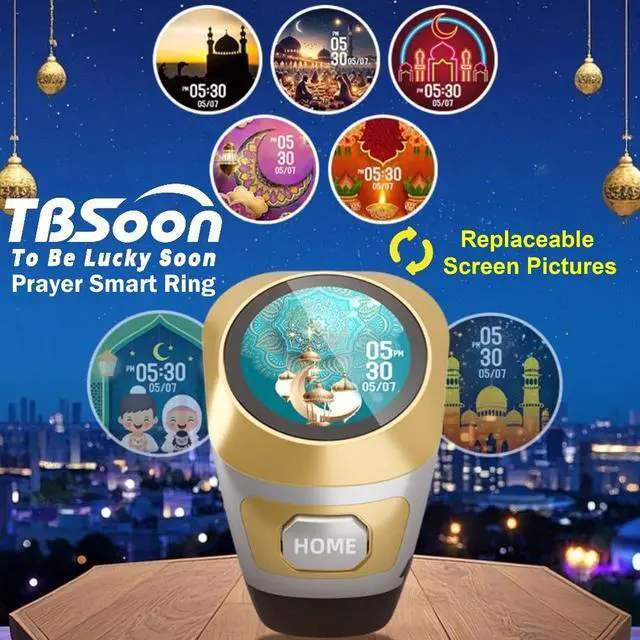 Alt view image 3 of 6 - Color Screen Tasbih Smart Ring,Tasbeeh Counters,Prayer Smart Ring,Replaceable Pictures,Electronic Rosary,Forgiveness ring,Large Battery,Large Screen Display,Eid al-Fitr Eid al-Adha Ramadan Gift