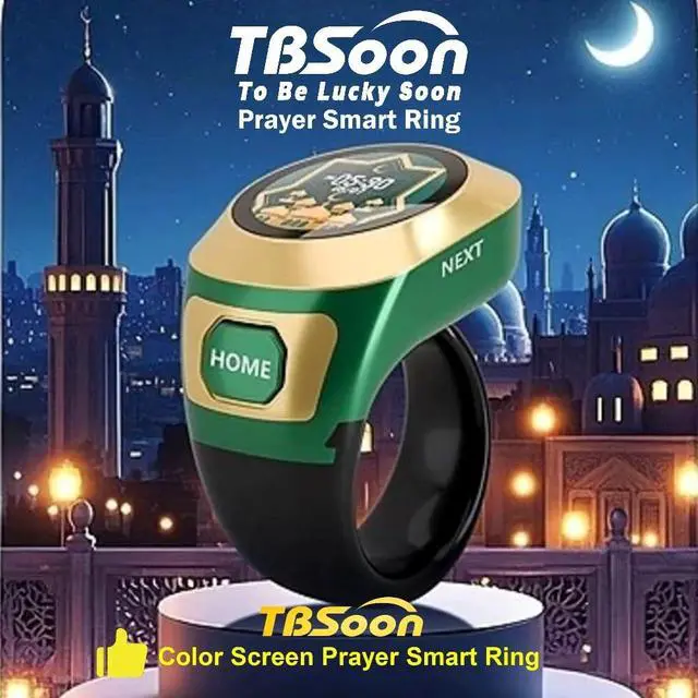 Alt view image 4 of 6 - Color Screen Tasbih Smart Ring,Tasbeeh Counters,Prayer Smart Ring,Replaceable Pictures,Electronic Rosary,Forgiveness ring,Large Battery,Large Screen Display,Eid al-Fitr Eid al-Adha Ramadan Gift