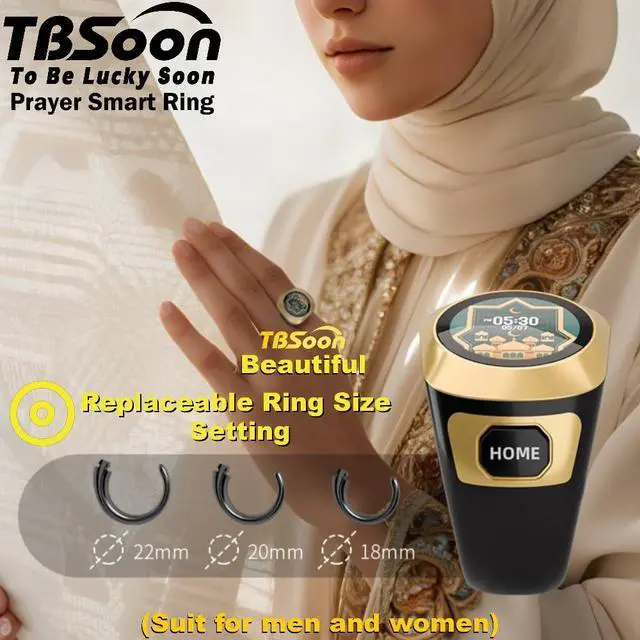 Alt view image 5 of 6 - Color Screen Tasbih Smart Ring,Tasbeeh Counters,Prayer Smart Ring,Replaceable Pictures,Electronic Rosary,Forgiveness ring,Large Battery,Large Screen Display,Eid al-Fitr Eid al-Adha Ramadan Gift