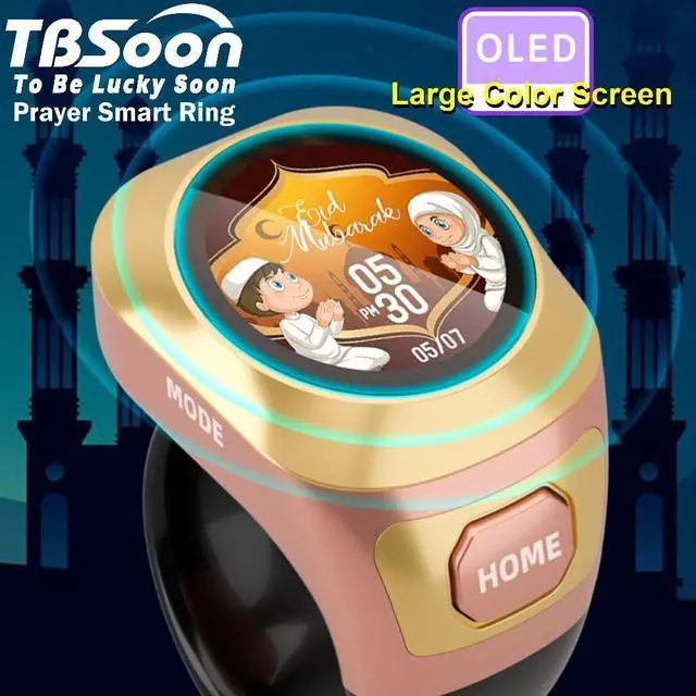 Alt view image 6 of 6 - Color Screen Tasbih Smart Ring,Tasbeeh Counters,Prayer Smart Ring,Replaceable Pictures,Electronic Rosary,Forgiveness ring,Large Battery,Large Screen Display,Eid al-Fitr Eid al-Adha Ramadan Gift