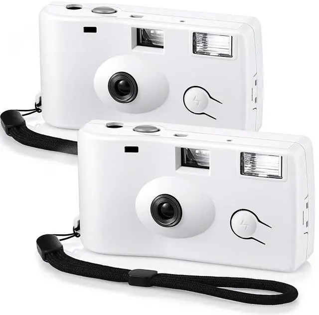 Main image of 2 Pcs White Disposable Camera for Wedding | Flash Film Camera, 35mm 200ISO 17 Film Single Use Camera, for Bridesmaid, Birthday, Anniversary Party Gift