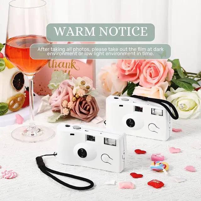 Alt view image 4 of 6 - 2 Pcs White Disposable Camera for Wedding | Flash Film Camera, 35mm 200ISO 17 Film Single Use Camera, for Bridesmaid, Birthday, Anniversary Party Gift