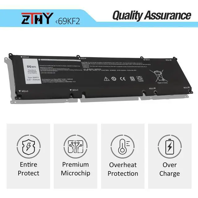 Alt view image 5 of 6 - 69KF2 Laptop Battery Replacement for Dell Precision 5550 5560 5570 G15 5530 | G16 7620 7630 XPS 15 9500 9510 9520 Vostro 7510 Alienware M15 R3 R4 R5 R6 R7 M16 R1 M17 R3 R4 Series 11.4V 86Wh 6Cell