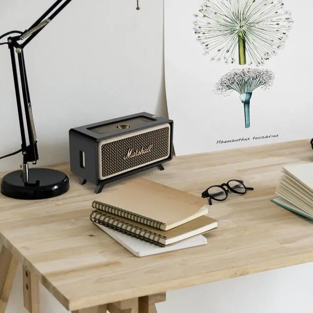 Alt view image 5 of 6 - Acrylic Desktop Stand Holder Compatible with Marshall Emberton/Emberton II/Emberton III Speaker, Table Holder Display Shelf Speaker Desktop Stand Shelf (Black)