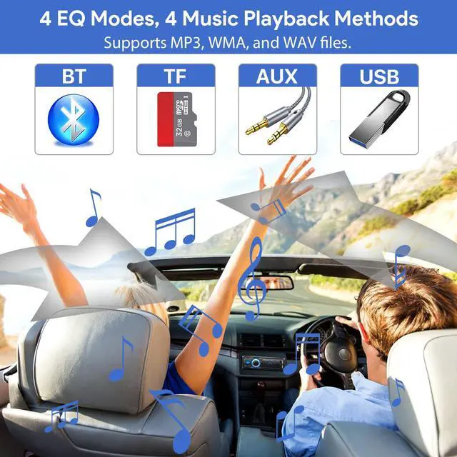 Alt view image 5 of 6 - Car Radio with Bluetooth 5.0, Single DIN Car Stereo Bluetooth | with FM and Hands-Free Calling, 1 DIN Radio with 2.1A Charging Port, 2 USB/AUX/TF Card/MP3/WMA/WAV Player, No CD/DVD Player
