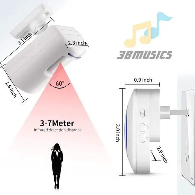 Alt view image 2 of 6 - Long Range Wireless Driveway Alarm- Security Driveway Alert, Motion Detector Driveway Motion Sensor Alarm to Monitor and Protect Home Property (2 Plug-in RECEIVERS and 4 Motion SENSORS)