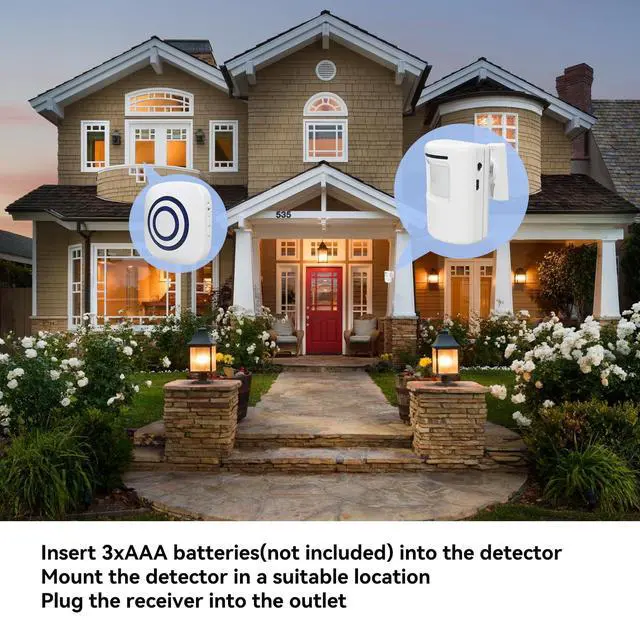 Alt view image 4 of 6 - Long Range Wireless Driveway Alarm- Security Driveway Alert, Motion Detector Driveway Motion Sensor Alarm to Monitor and Protect Home Property (2 Plug-in RECEIVERS and 4 Motion SENSORS)