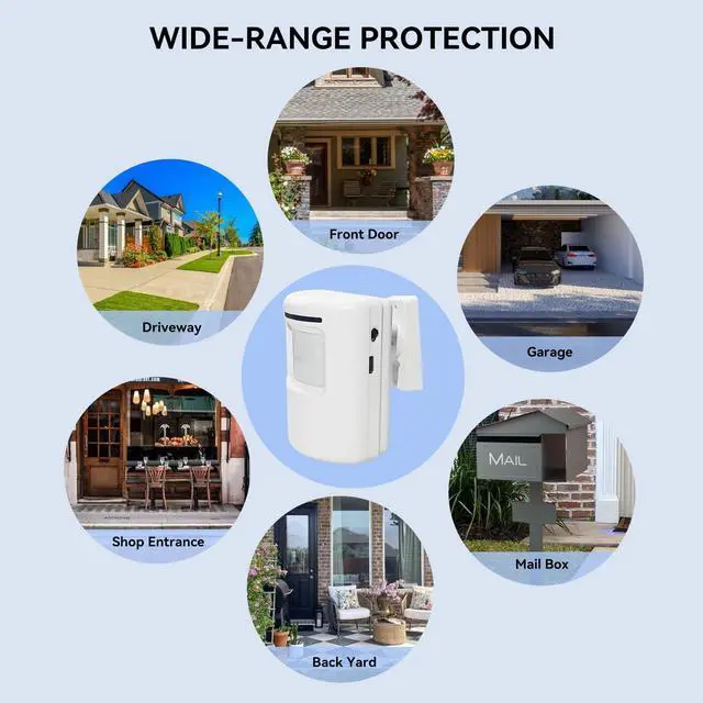 Alt view image 5 of 6 - Long Range Wireless Driveway Alarm- Security Driveway Alert, Motion Detector Driveway Motion Sensor Alarm to Monitor and Protect Home Property (2 Plug-in RECEIVERS and 4 Motion SENSORS)