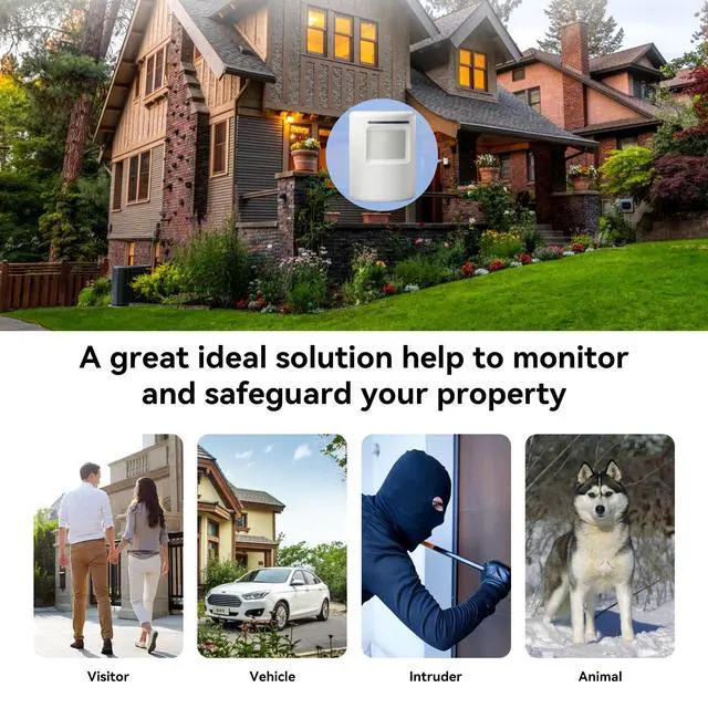 Alt view image 6 of 6 - Long Range Wireless Driveway Alarm- Security Driveway Alert, Motion Detector Driveway Motion Sensor Alarm to Monitor and Protect Home Property (2 Plug-in RECEIVERS and 4 Motion SENSORS)