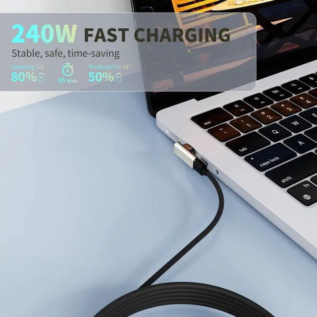 Alt view image 6 of 6 - 240W 90° Magnetic USB-C Adapter 2-Pack, 24Pin, Detachable | 40Gbps data, 8K 60Hz video, Thunderbolt 3/4, compatible with MacBook Pro/Air, PS5, PSVR2, and Type-C devices