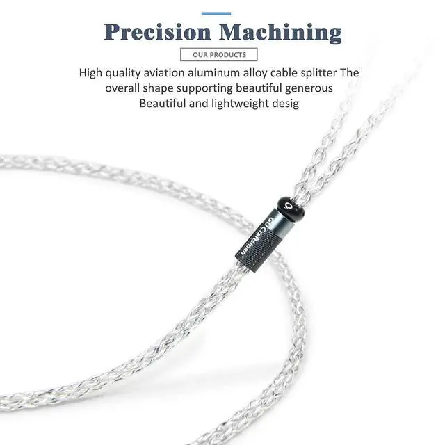 Alt view image 3 of 6 - 5N OFC Silver Plating+Graphene Mixed Braid Earphone Replacement Cables for Sennheiser IE200 IE300 IE600 IE900 (4.4mm Plug)